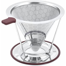 Filterkaffeemaschine mit Edelstahlfilter, leicht zu reinigen, papierlose Filterkaffeemaschine, wiederverwendbarer Filter, Kegelfilter mit abnehmbarer