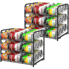 2 pack Can Organizer for Pantry Stackable, Stacking Can Storage Dispensers Small Space Holds up to 36 Cans for Pantry, Kitchen, Cabinet Black
