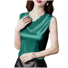 Women's Tank Top, Lace Splice V-Neck Pullover Blouses Sleeveless Casual Tank Top, Soft and Stretchy for Daily Wear.
