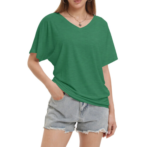 Γυναικεία Casual T-shirts με V λαιμόκοψη, κοντομάνικα, χαλαρή εφαρμογή, καλοκαιρινά, 2