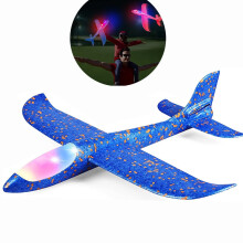 MesaSe Flygplansleksak, 18,9" LED-skumplan för barn 3-7, Födelsedags-/Julpresent, Blå, Kompatibel med inomhus-/utomhuslek