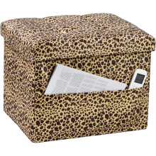 Leopard Print Velvet Ottoman Footrest, 17 x 13 x 13 in