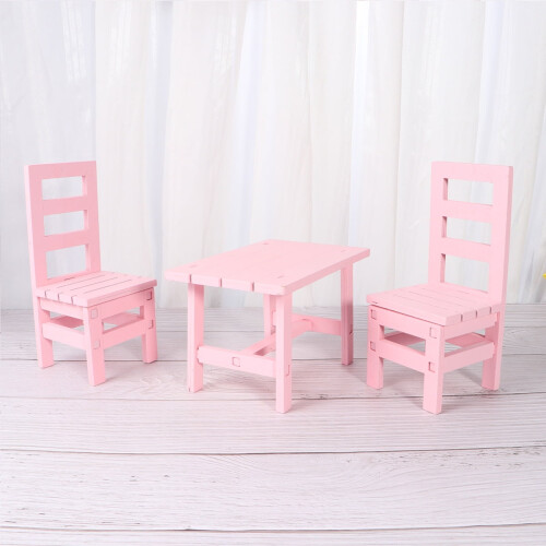 Mini table chair display props pink 3 pcs 2