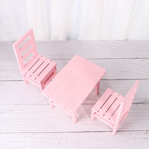 Mini table chair display props pink 3 pcs 1