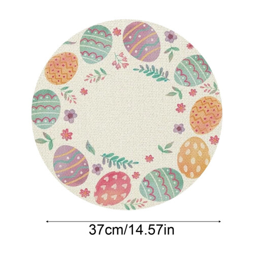Round Easter Table Placemats Set, Spring Holiday Dining Decorations With Festive Patterns For Kitchen And Dining Room Table Settings And Protection 2