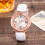 Hvide ure til kvinder elegante quartz armbåndsur i rustfrit stål 1 sæt 5