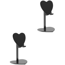 2 buc Suporturi metalice flexibile pentru tabletă desktop în formă de inimă, negru