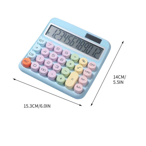 Calculadora de mesa de 12 dígitos com energia solar, azul – compatível com escritório, provas e informática. 2