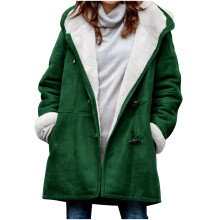 Damen-Winterparka mit Sherpa-Futter und Kapuze, langer Cabanmantel aus Wildlederimitat, Übergrößen S-5XL, geeignet für kaltes Wetter