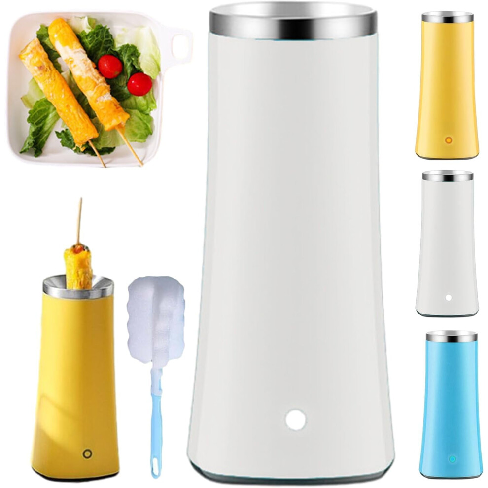Electric Egg Tube Cooker, Automatic Omelette & Sausage Roll Maker With Non-Stick Coating, Compact Breakfast Cooker (White) White 9402001855947