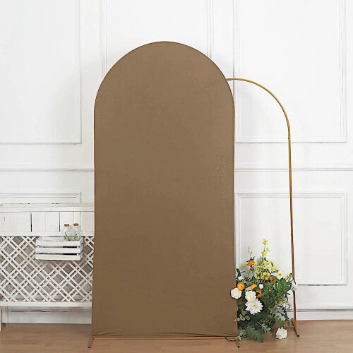 BalsaCircle7ft Taupe Εφαρμοστό Ματ Spandex Στρογγυλή Τοπ Κάλυμμα Βάσης για Αψίδα Γάμου,
