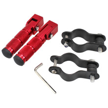 Eleganti pedane universali, poggiapiedi pieghevoli antiscivolo, pedali posteriori per moto, ciclomotori e scooter con staffe - Rosse
