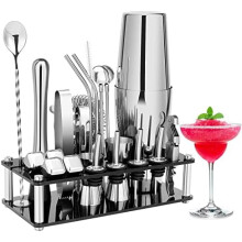 Conjunto de bar Boston de 23 peças em aço inoxidável com suporte de acrílico