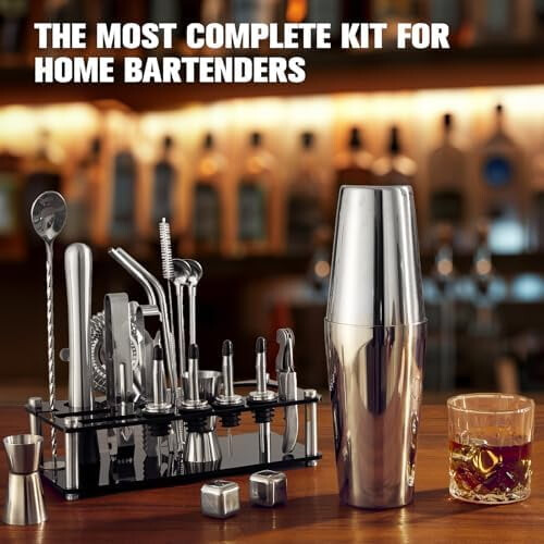 Σετ 23 τεμαχίων Boston Cocktail Shaker με ακρυλική βάση, φυλλάδιο συνταγών και 4 πέτρες 1