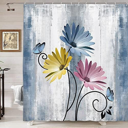 Dusjforheng i polyester med blomstermønster, 70x70 2