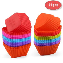 12er-Pack Silikon-Kuchenformen, runde Herzformen, Muffinformen, Cupcake-Backformen, BPA-frei, für die heimische Küche