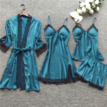 Blauwe damespyjama (shorts), spandex zomernachtkleding, satijnen pyjama voor dames, XXL, geschikt voor Valentijnsdag