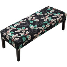 Funda elástica para banco, lavable y antipolvo, compatible con bancos de comedor – Estampado floral verde/negro
