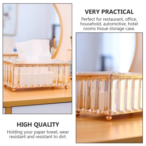 Porta-lenços dourado com strass para decoração de sala de estar 1