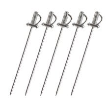 5Pcs Metal Cocktail Picks Skewers Stainless Steel Fruit Skewers