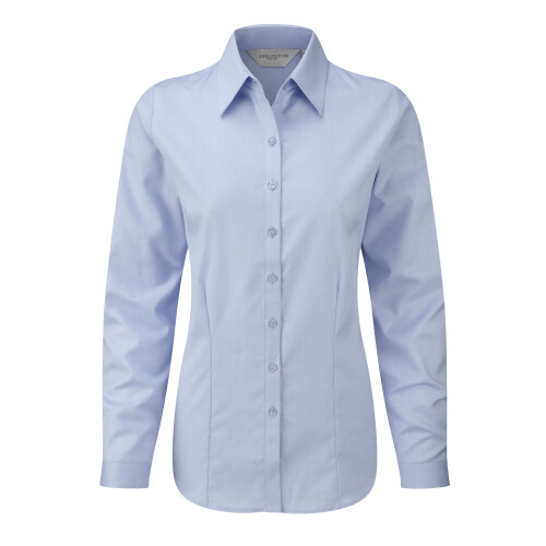 Russell (M, Light Blue) Russell Ladies/Womens Herringbone Long Sleeve Work Shirt 1