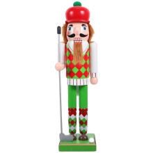 Christmas Nutcracker 15 Inch Wooden Golf Player Figurine with Club and Ball Holiday Shelf Display