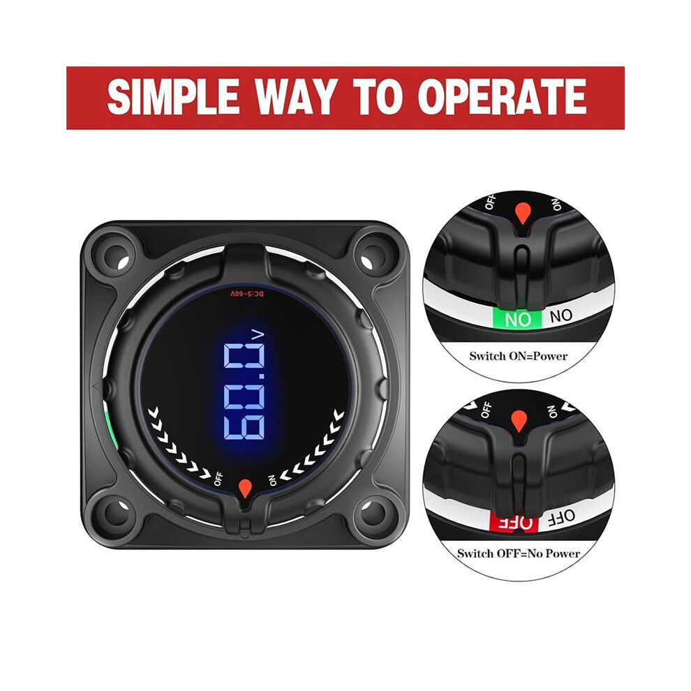 Upgrade Battery Disconnect With Voltmeter, Master Isolator Cut/Shut Off Dc5-60V For Marine Boat Car Truck 4713635617159