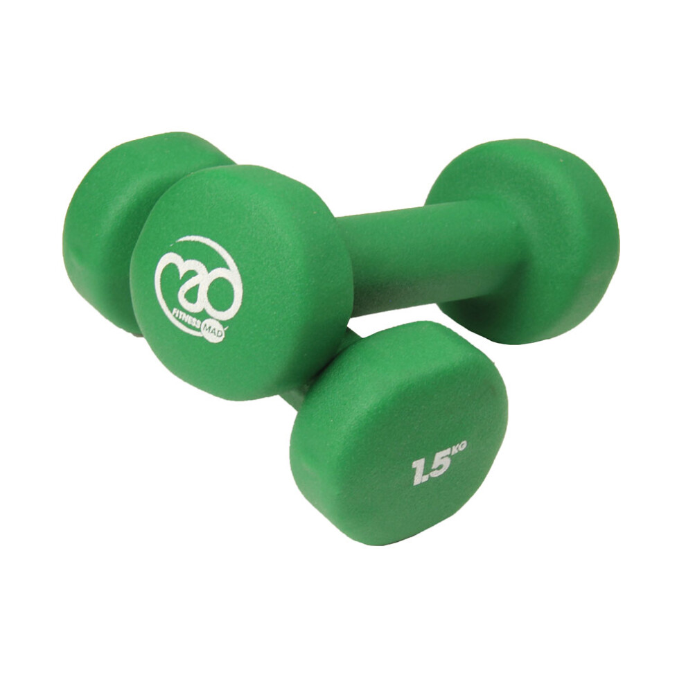 Fitness Mad (1.5Kg, Green) Dumbell Set (Pack Of 2)
