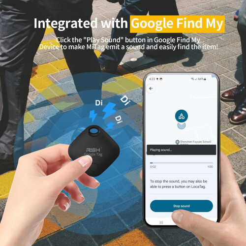 Bluetooth Luggage Tracker 4 Pack for Android compatible with Google Find My, Replaceable Battery, Loud Alert 1