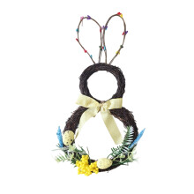 Easter bunny wreath with eggs rattan berries 12 inch