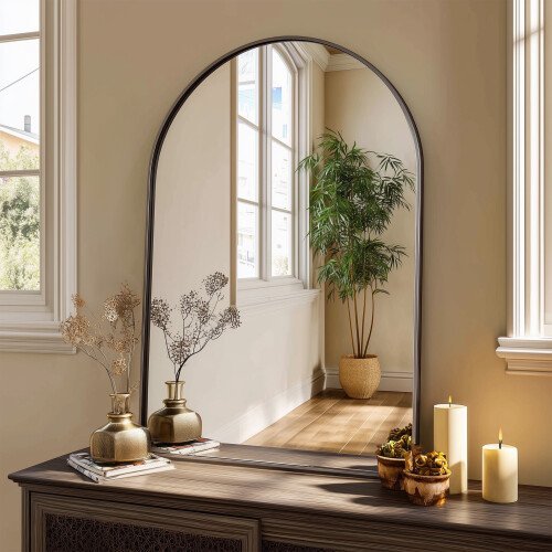 EDX Arched Mirror 26 x 38 in Aluminum Frame