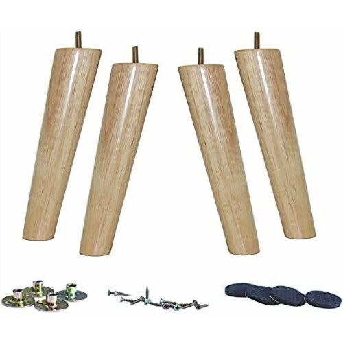 Solid Rubberwood Sofa Legs Set of 4 8 Inch Slant
