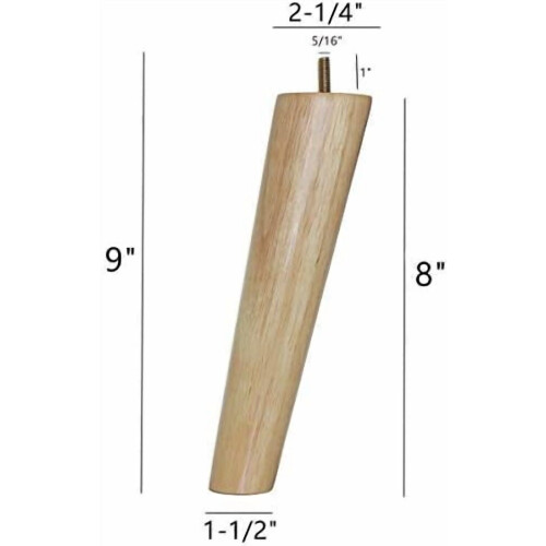 Solid Rubberwood Sofa Legs Set of 4 8 Inch Slant 1