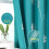 Teal Blackout Curtains Silver Palm Pattern 2 Panels 52x72 3
