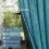 Sky Blue Crushed Velvet Curtain Panel with Floral Pattern 2