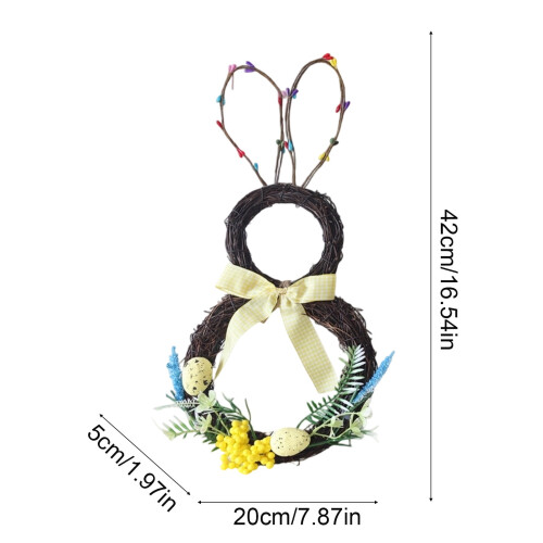 Easter bunny wreath with eggs rattan berries 12 inch 2