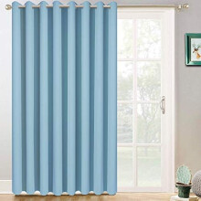 Himmelblaue Verdunkelungsvorhänge, 132 cm breit x 213 cm lang, Ösen, Thermovorhang