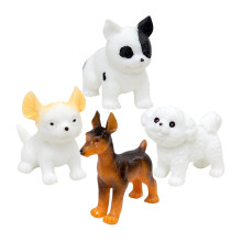 Juego de 4 figuras de perros de resina, decoración de jardín con dibujos animados