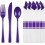 Ensemble de couverts en argent pré-roulés avec serviettes aspect lin 1