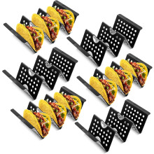 Lsupdaol Mexico Taco Holder Set of 6, Black Plastic Hollow Tray Plates – Dishwasher & Microwave Safe, Compatible with Taco Night, Carnival Party