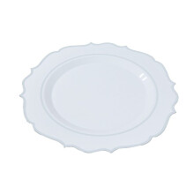 BalsaCircle 10 White 13 in Round Plastic Charger Plates Silver Scalloped Rim Party Events Decorations Supplies