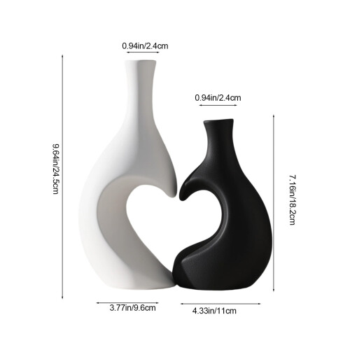 Juego de jarrones de plástico con forma de corazón – 2 piezas de decoración moderna 2