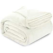 Ivory Fleece Blanket Twin Size Lightweight Fuzzy Soft Anti-Static Microfiber Bed Blanket (60x80 Inch)