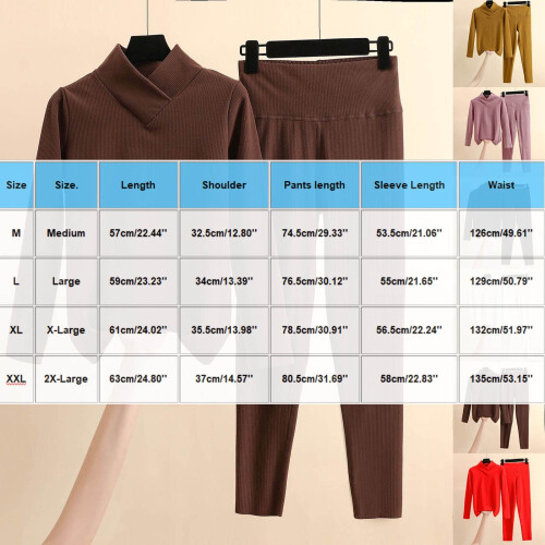 Set pigiama termico da donna a maniche lunghe, comodo e caldo per l'inverno. 2