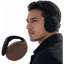Mens Ear Muffs, Foldable Fluffy Winter Ear Warmers for Cold Weather, Adjustable Behind the Head Ear Covers for Outdoor Skiing and Daily Wear By