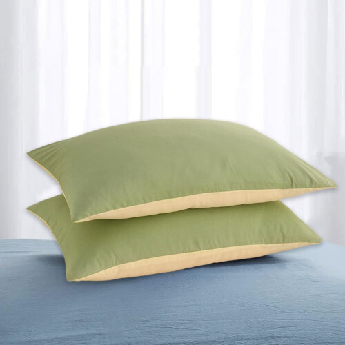 Set di 2 federe in cotone – Verdi, 48x79 cm, con busta