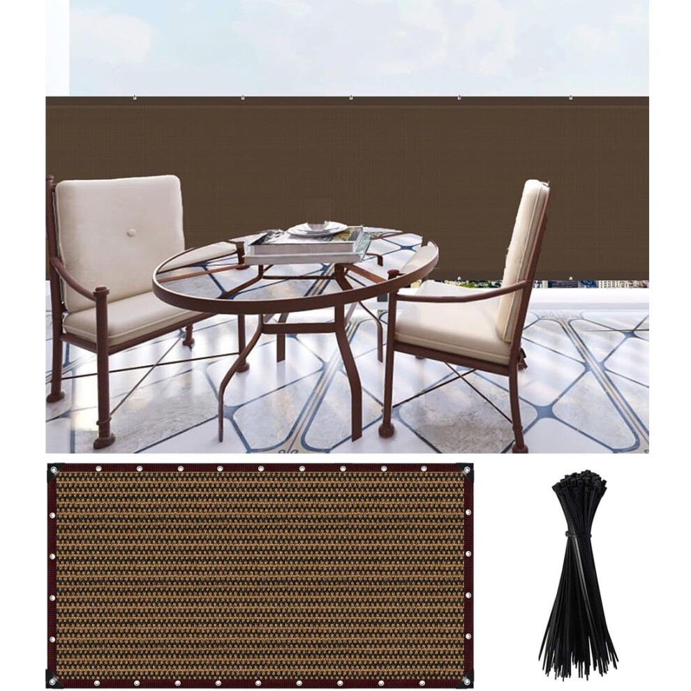 3'X10' Brown Privacy Fence Screen For Outdoor, Balcony, Deck & Backyard Â Includes Cable Ties, Compatible With Standard Fences 9357860832069