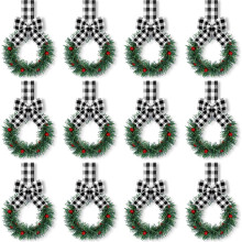 Set van 12 mini-kerstkransjes met lint voor in de keuken