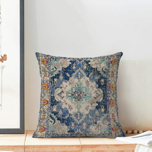Μαξιλαροθήκες Boho 18x18, Σετ 2 τεμαχίων, Μαξιλαροθήκες από Λινό Περσικό σε Σκούρο 2