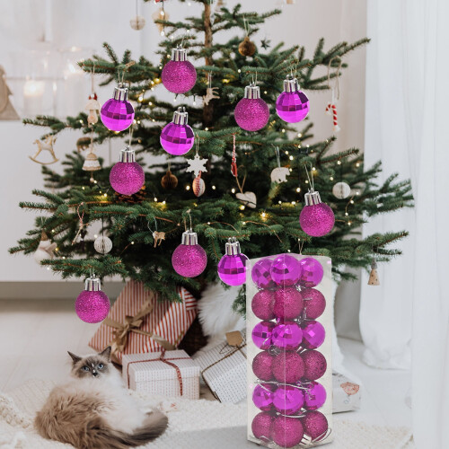 Black Christmas Ornaments Set Shatterproof Balls 24 pcs 2